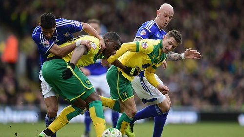 A chance to relive some classic action from the EFL. Here, Norwich City and Ipswich Town clash in an East Anglian derby at Carrow Road back in March 2015.