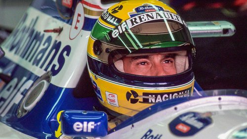 In a tribute to the late Ayrton Senna, his former Williams teammate Damon Hill, nephew Bruno and Martin Brundle drive his cars around the track at Donington Park.