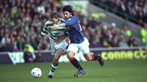 Classic action from the Scottish Premiership. Here, Celtic face Rangers in the top flight back in 1998.