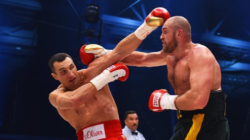 The eagerly anticipated world heavyweight title fight between reigning champion Wladimir Klitschko and Britain's Tyson Fury at Esprit Arena in Dusseldorf.