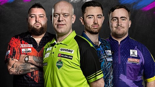 With £275,000 up for grabs, Luke Littler, Luke Humphries, Michael van Gerwen and Michael Smith contest the 2024 BetMGM Premier League Darts play-offs at London's O2 Arena. (23.05)