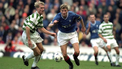 Classic action from the Scottish Premiership. Here, Rangers host Celtic at Ibrox in the 2000-2001 season in a match that produced six goals.