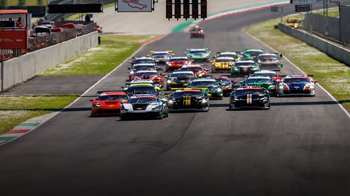Coppa Shell action from the sixth event of the 2025 Ferrari Challenge Europe season at Circuit de Barcelona-Catalunya in Barcelona.