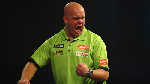 Revisit a classic Premier League Darts contest from the Motorpoint Arena where Michael Van Gerwen dismantled James Wade in 2015 with an average of 116.90. Contains flashing images.