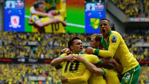 A look back at some classic Football League play-off finals from years gone by. Here, Middlesbrough take on Norwich City at Wembley in the Championship play-off final in 2015.